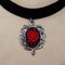 Gothic Red Rose Cameo Black Velvet Choker Adjustable Size Cosplay Jewelry